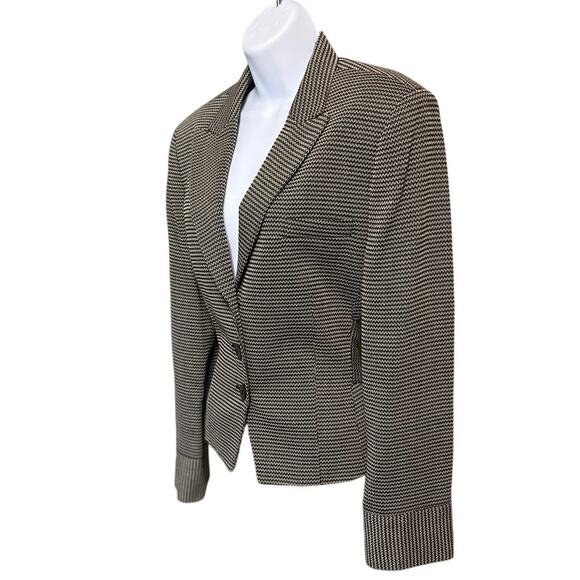 VTG Emanuel Ungaro Houndstooth Wool Blazer 3 Button Tie Back Lined Gray Size 14 - Picture 2 of 11